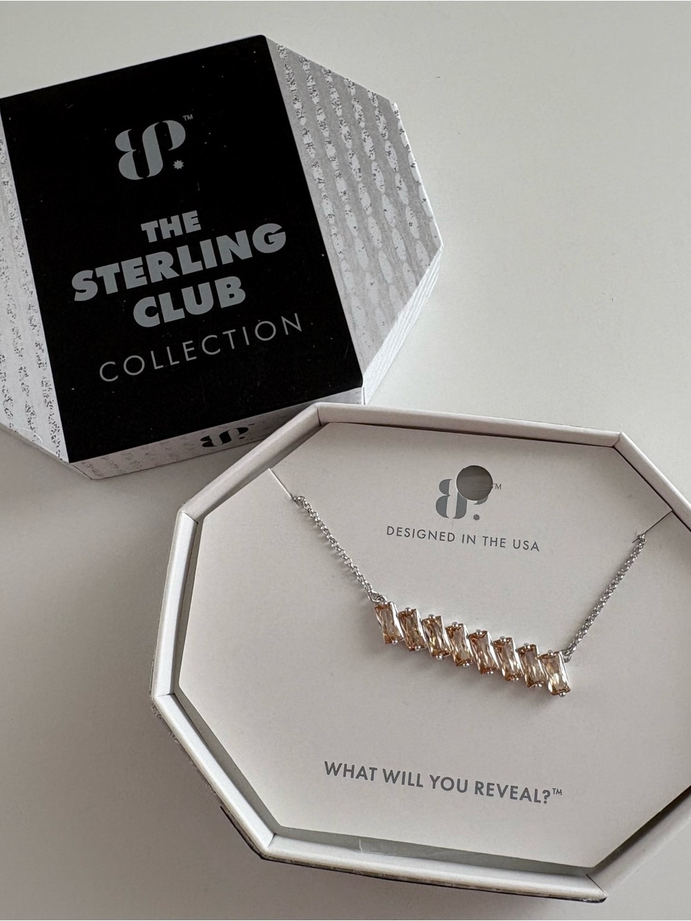 Bomb Party The Sterling Club Necklace RBP5851 Smokey Topaz CZ .925SterlingSliver